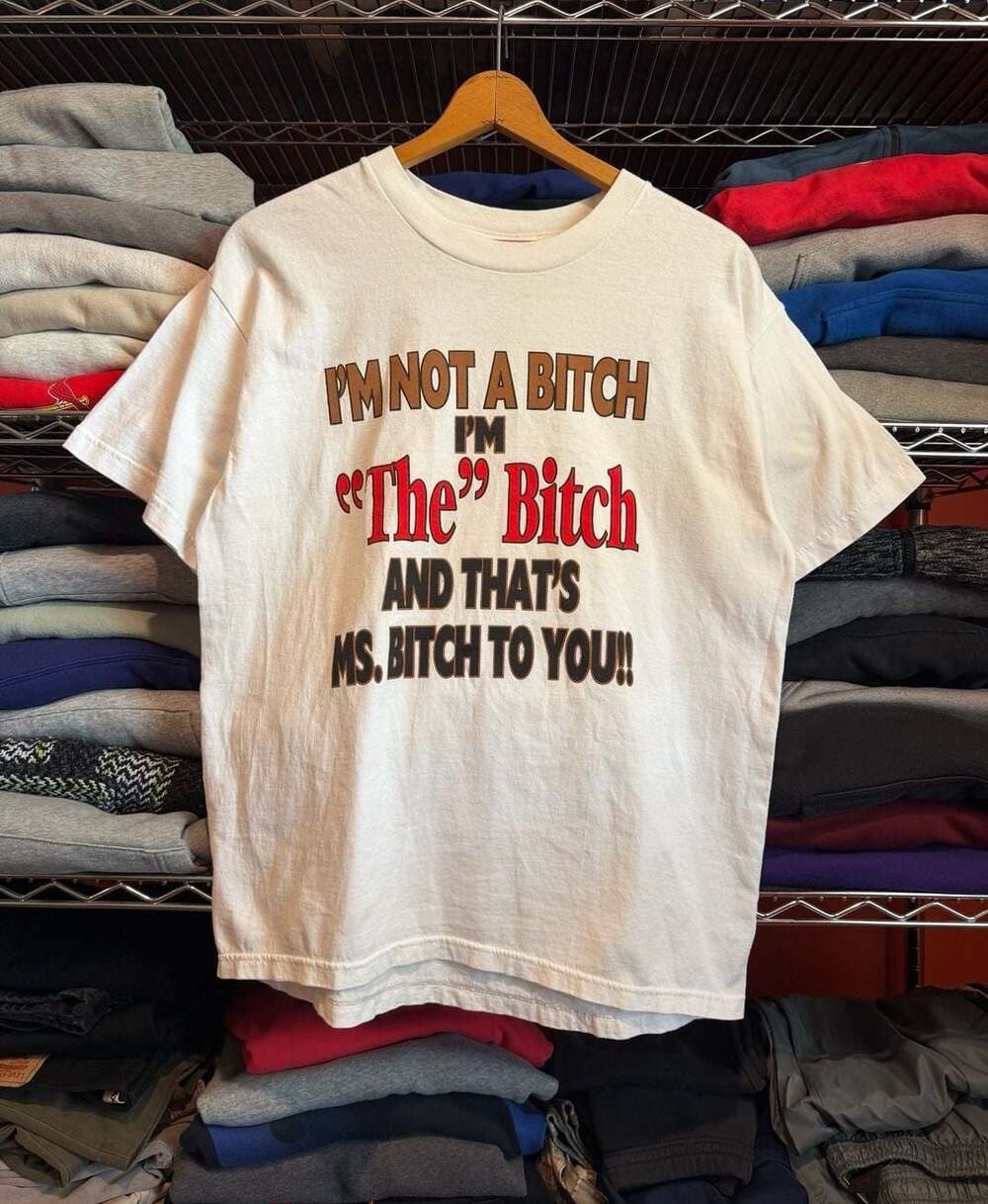 Vtg 90s Heavyweight Cotton Graphic T-Shirt Funny Tee White Size Large